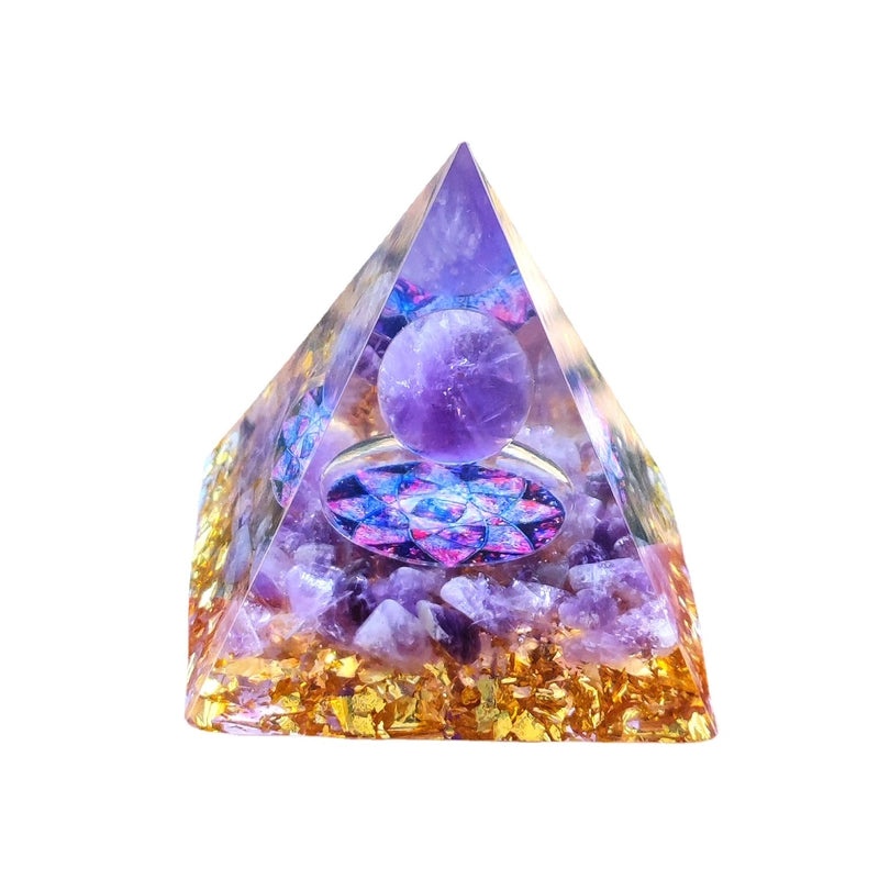 Pyramid Resin Crystal Ball with Decorative Pyramid Gravel | Home Decor & Accessories