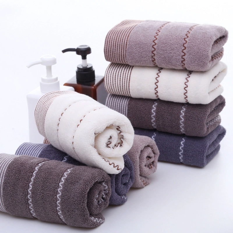 Thickened Pure Cotton Face Towel for Adults Household Water Pattern 32-Strand Durable Daily Use|Home & Living - Towels & Linens