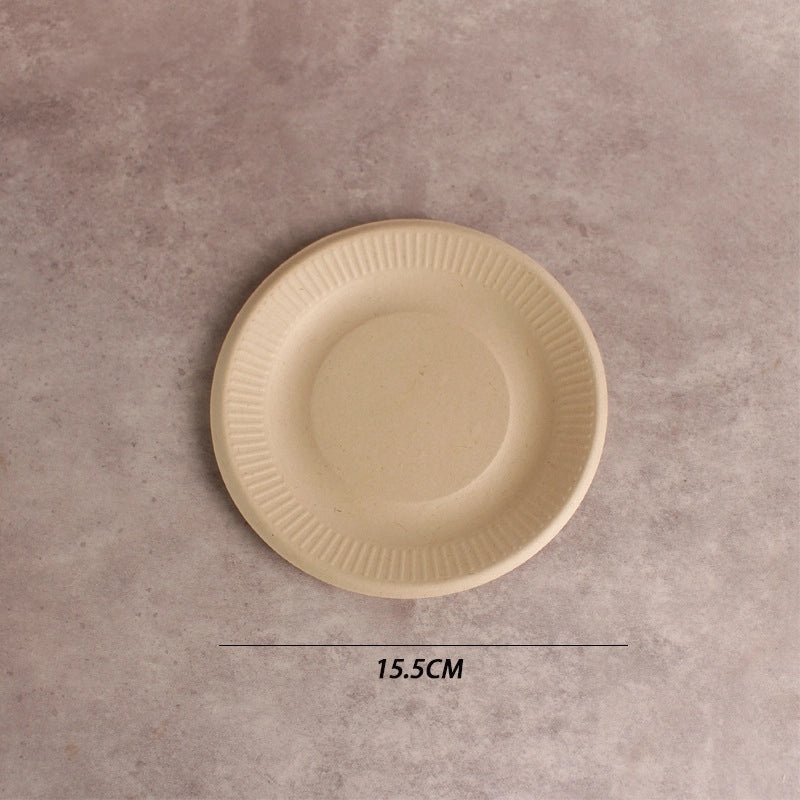 Disposable Biodegradable Sugarcane Pulp Paper Plates Thickened Dinner Plates for BBQ Cake Kindergarten DIY | Party Supplies & Disposable Tablewar
