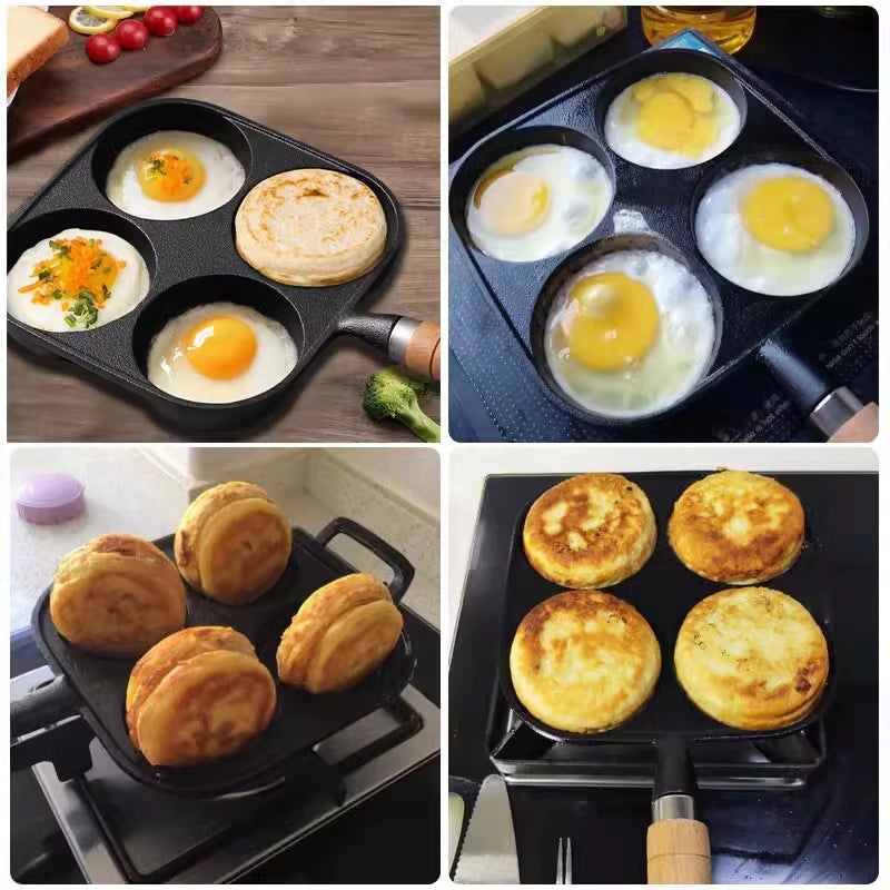 Cast Iron Omelette Pan Deep Non-Stick Egg Hamburger Mold Household Dumpling Pot|Kitchen Cookware