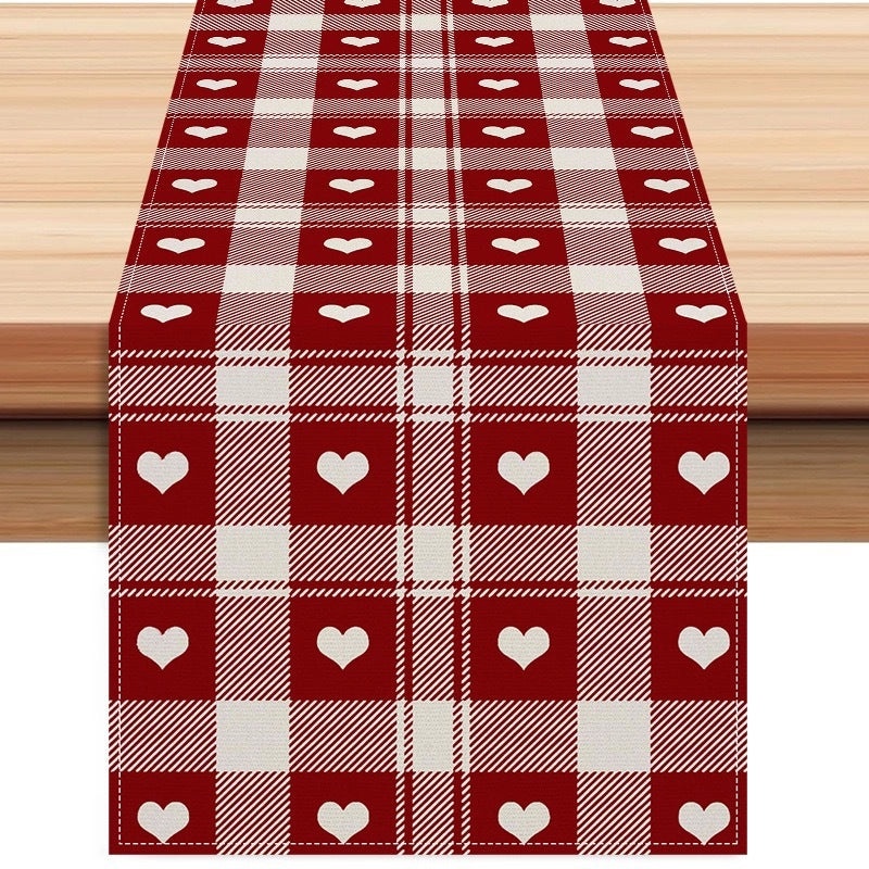 Valentine's Day Elegant Minimalist Heart Letter Polyester Tablecloth | Home Decor
