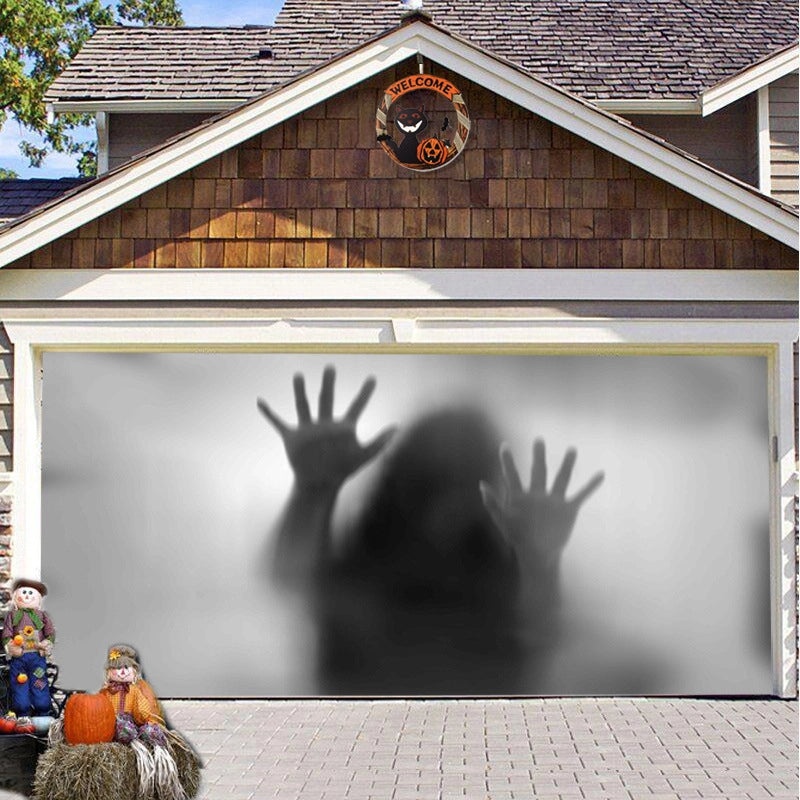 Halloween Pumpkin Hanging Banner Cloth Horror Garage Door Tapestry Decoration|Home Decor
