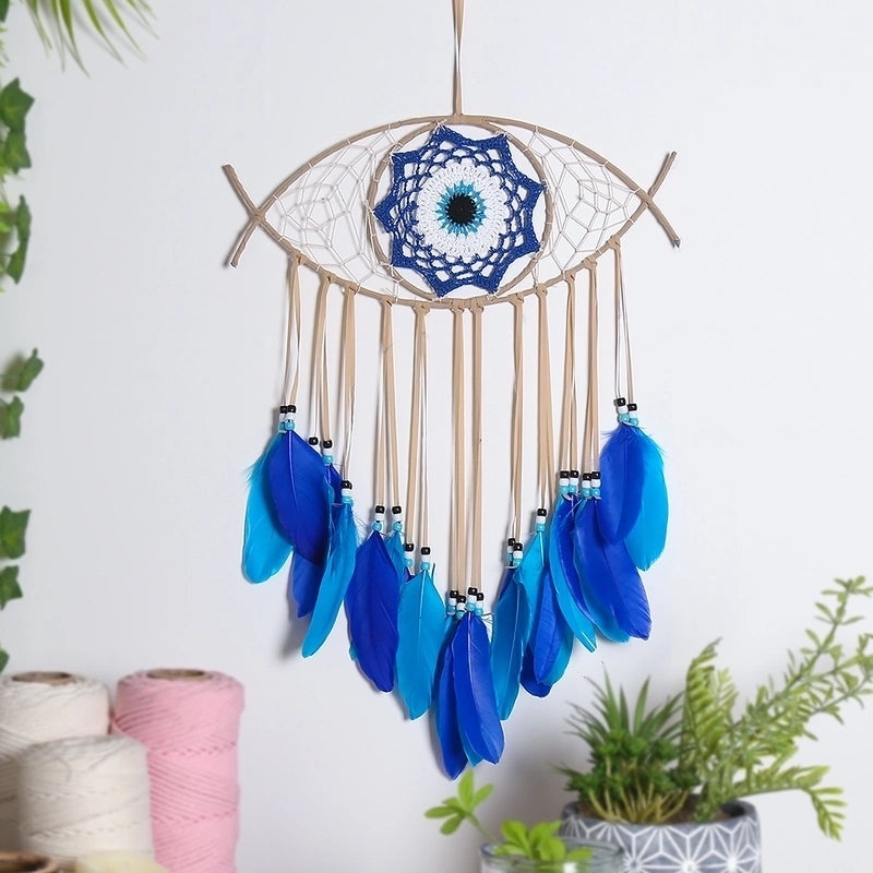 Rustic Devil's Eye Feather Iron Wall Hanging|Home Decor Wall Art