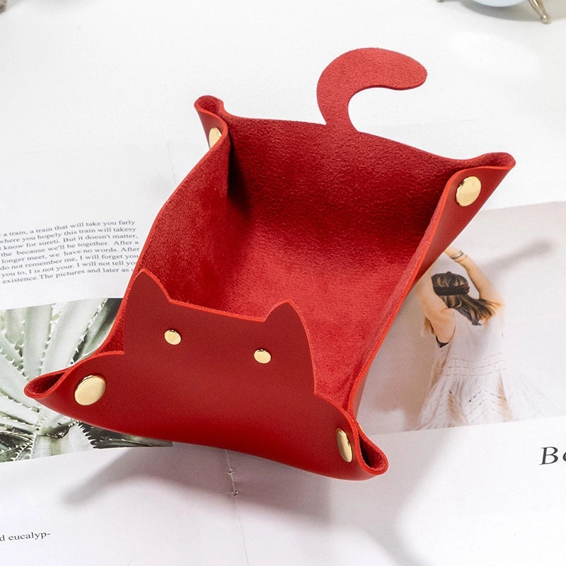 Stylish Solid Color PU Leather Key Holder Box with Secure Storage | Home & Living Accessories