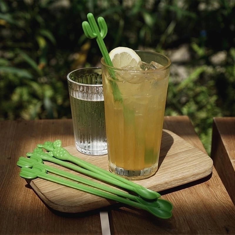 Cactus-Shaped Plastic Drink Stirrer Set for Home and Bar | Drinkware Accessories