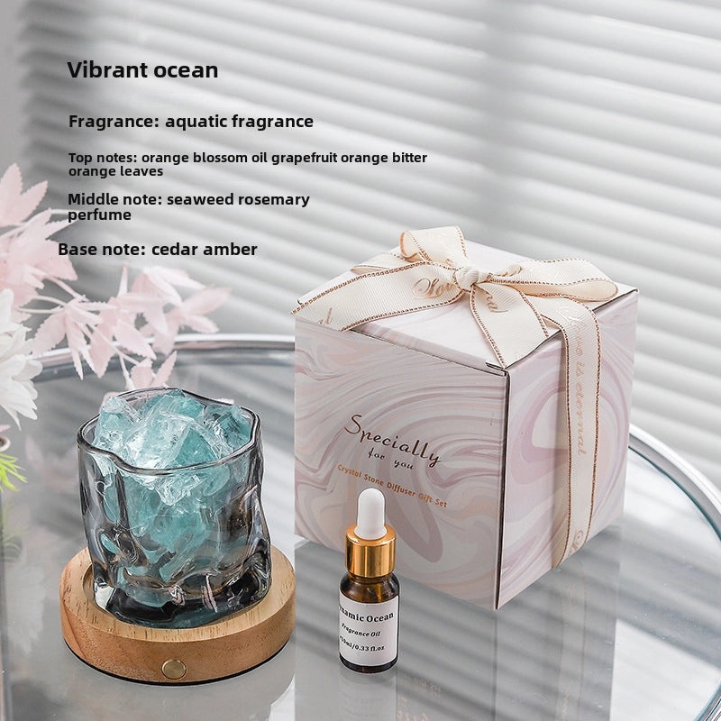 Rechargeable Aromatherapy Lampholder with Essential Oil & Crystal Stone Fire-Free Indoor Fragrance Decor|Home Decor