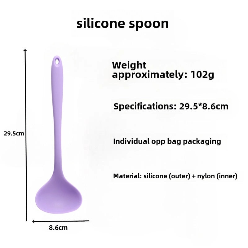 Food Grade Silicone Long Handle Soup Spoon High Temp Resistant Non-stick Cooking Pan Mini Porridge Spoon|Kitchen Utensils
