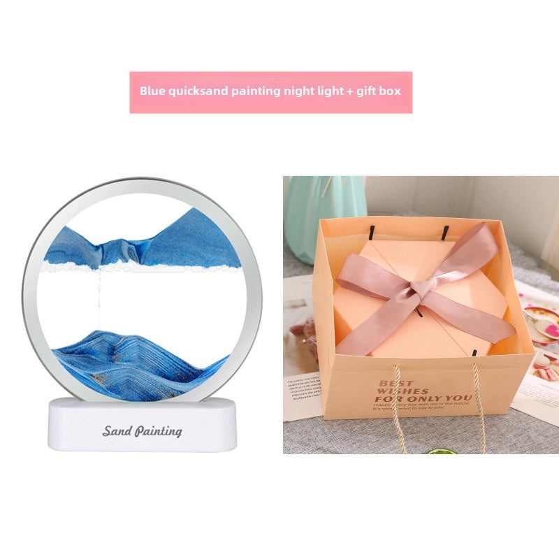 3D Quicksand Sand Painting Night Light USB Romantic Office Desk Lamp Gift|Home Decor Night Lights