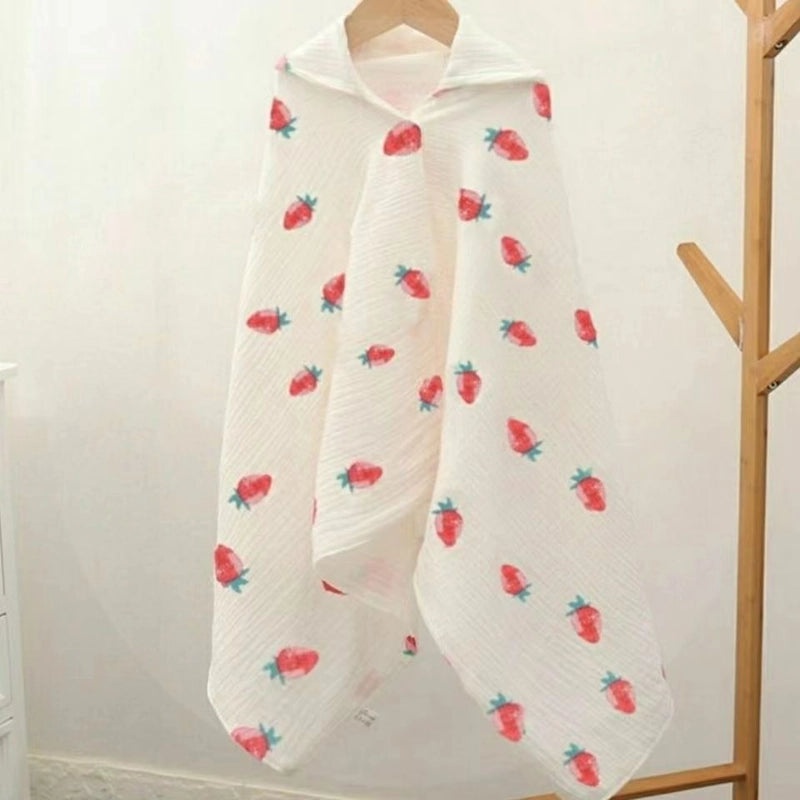 Children's Cotton Hooded Bath Towel Poncho Soft Four-Layer Gauze Baby Wearable Cloak Marshmallow | Baby Bath & Swim Towels