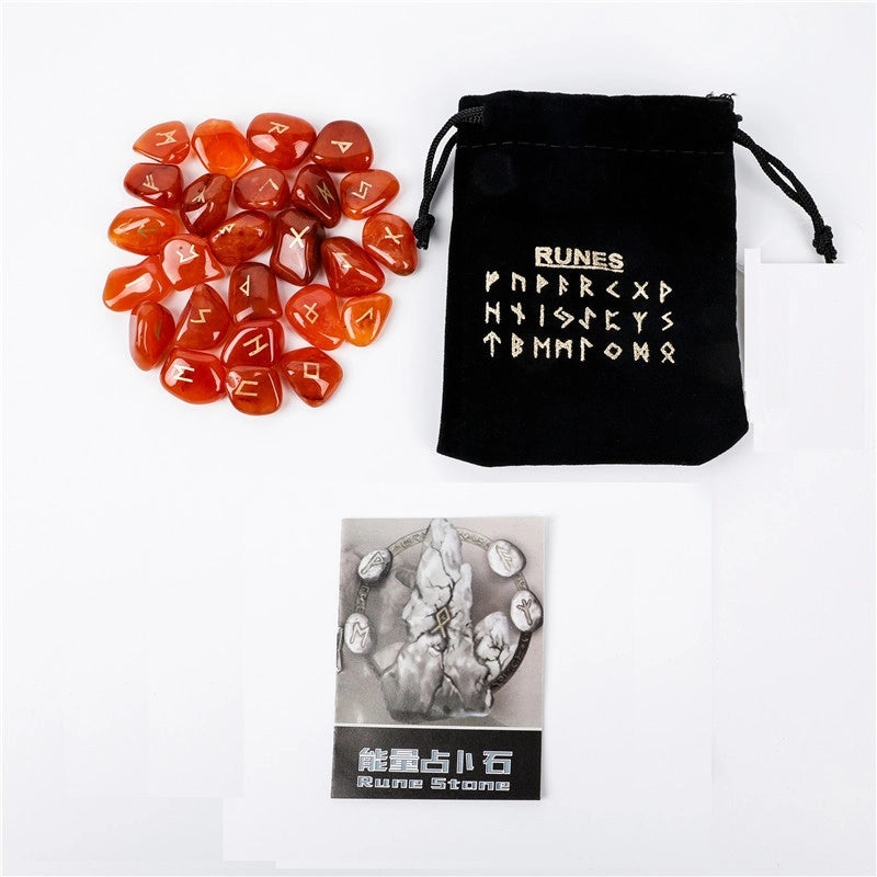 25 Natural Crystal Rune Stones Set Amorphous Spiritual Ornaments|Spiritual Healing Jewelry