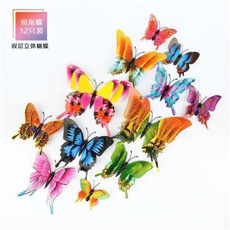 3D Butterfly Wall Stickers with Glue Imitation Decorative Fridge Magnets for Wedding Home Decor|Home Decor & Wall Art