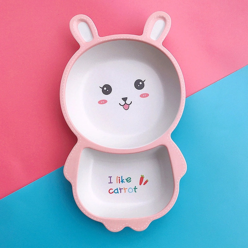Cute Cartoon Bamboo Fiber Kids Plate Baby Dish Grid for Household Kindergarten Use|Children's Tableware