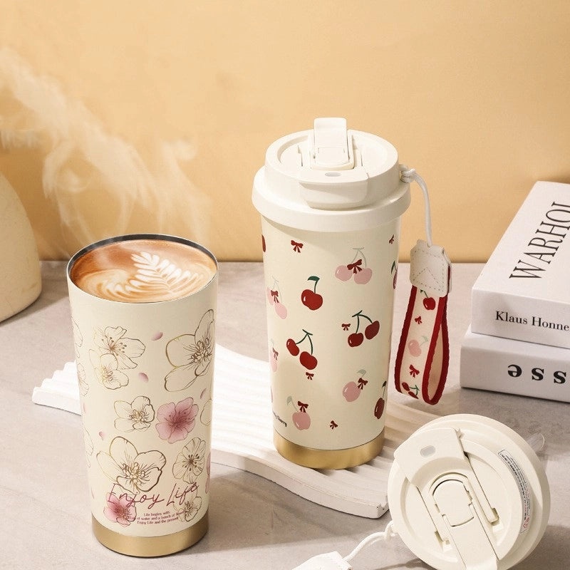 Stylish Floral Design 304 & 316 Stainless Steel Insulated Thermos Bottle 1 Piece|Drinkware & Tumblers