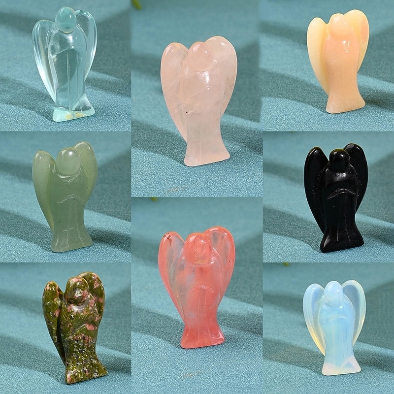 Handcrafted Natural Stone Angel Indoor Decor Minimalist Ornament Black Red White