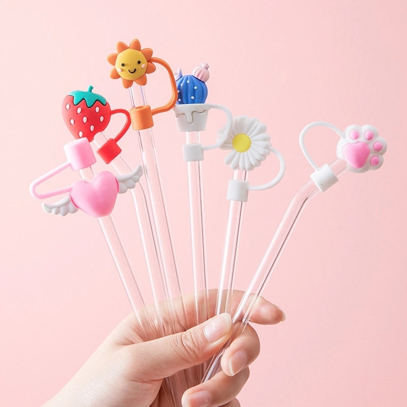 Silica Gel Flower Straw Cap for Drinks, Casual Elegant Decorative Cover, 1 Piece|Drinkware Accessories