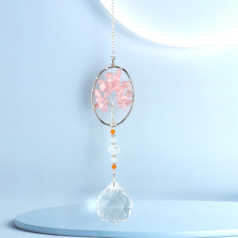 Geometric Alloy Pendant with Natural Stone Crystal | Jewelry & Accessories