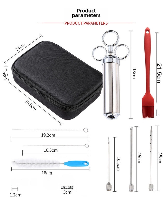 304 Stainless Steel BBQ Turkey Injector Needle Seasoning Syringe Tool Set 450g|Kitchen BBQ Tools