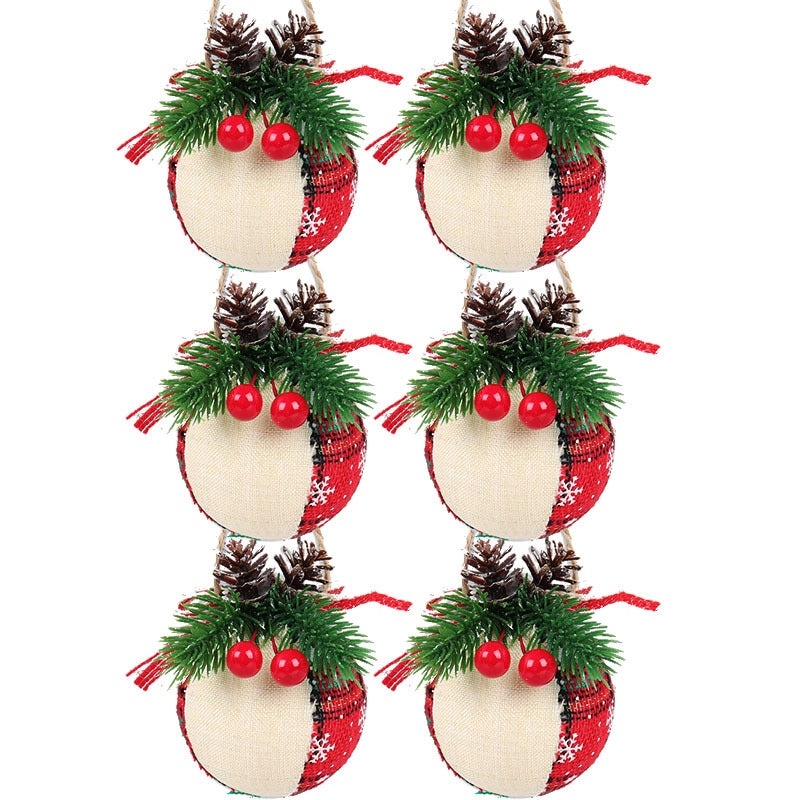 Christmas Plaid Cloth Balls 6cm & 8cm Black White Red Tree Hanging Decorative Ornaments|Christmas Decorations