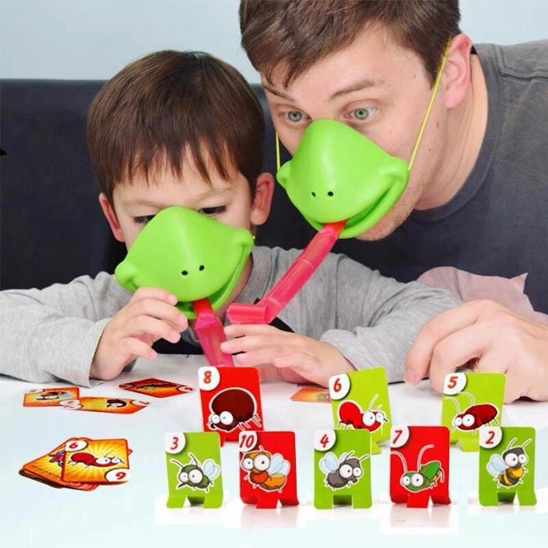 Frog Mouth Tongue Blowing Kids Game Chameleon Lizard Mask Parent-Child Puzzle Toy|Children's Toys & Games