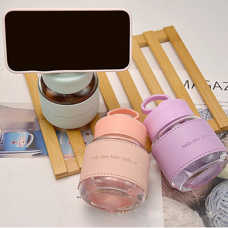 Mini Chubby Glass Cup Phone Holder Portable Milk Water Cup High Color Value | Phone Accessories