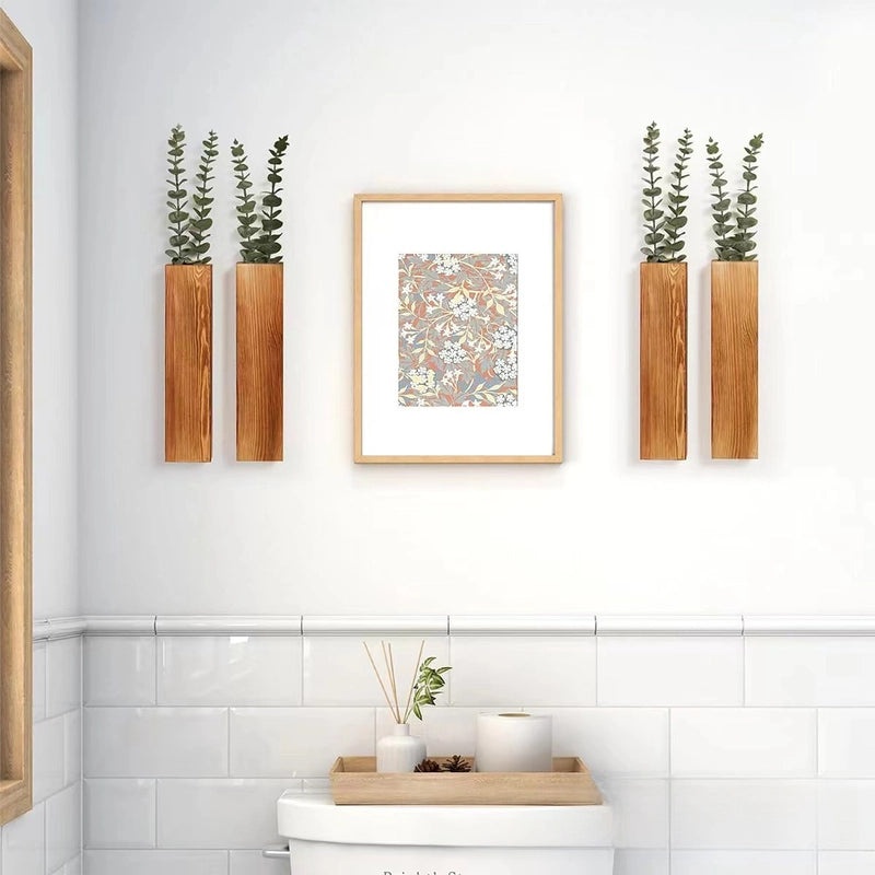 Solid Pine Wood Wall Vase for Dried Flowers | Home Decor