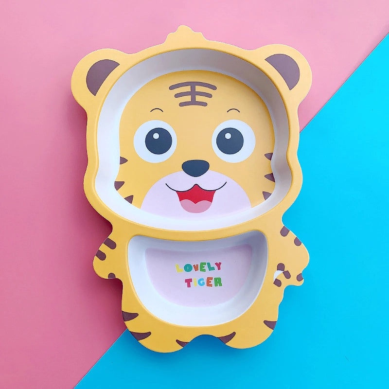 Cute Cartoon Bamboo Fiber Kids Plate Baby Dish Grid for Household Kindergarten Use|Children's Tableware