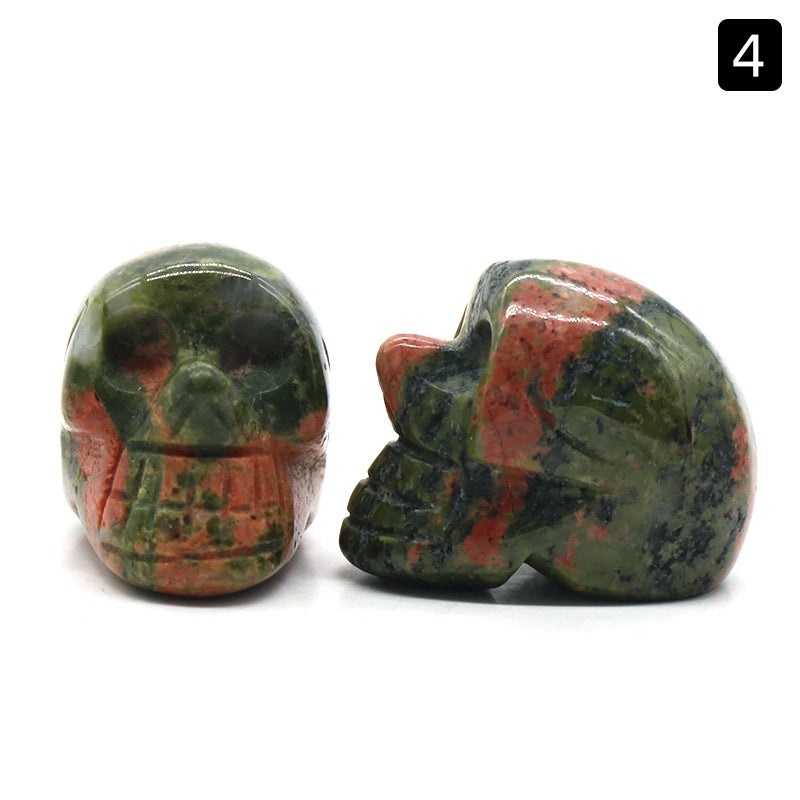 Halloween Vintage Skull Natural Crystal Agate Ornament | Home Decor & Seasonal Accessories