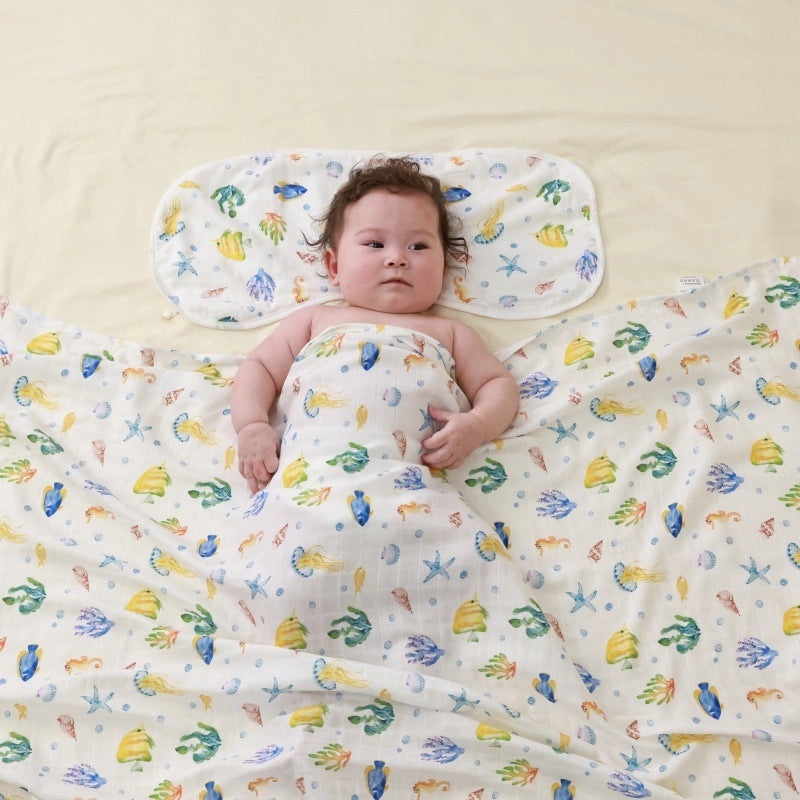 Antibacterial Bamboo Cotton Baby Swaddle Blanket and Bath Towel Set for Newborns Summer Soft Gauze Wrap|Baby Care & Accessories