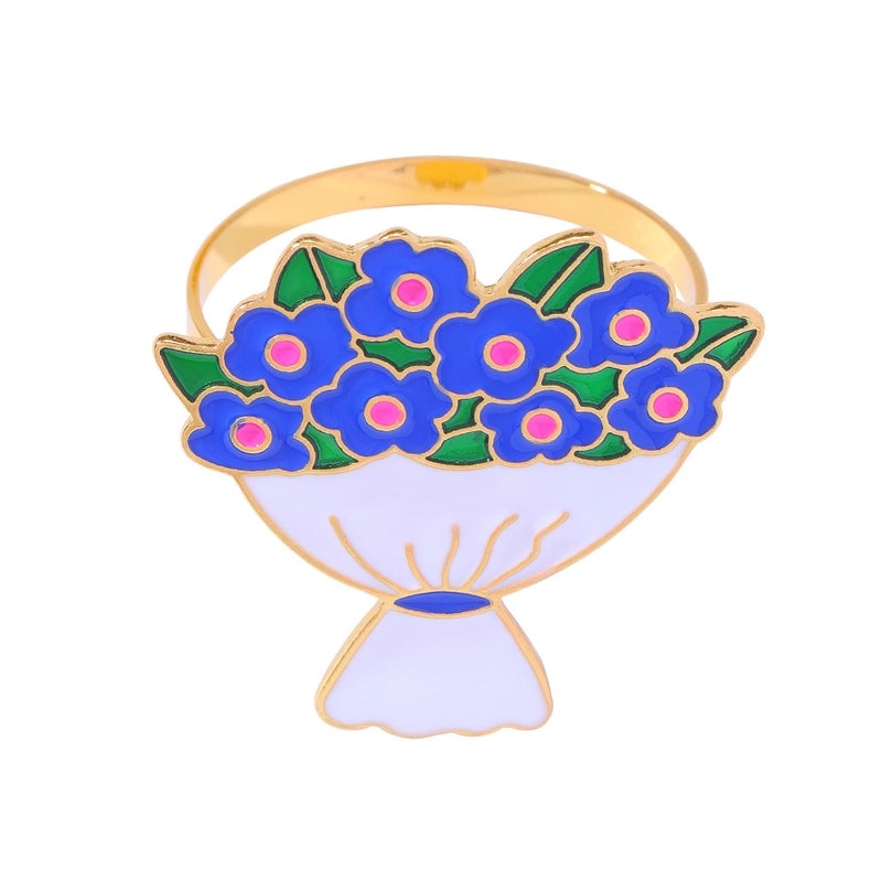 Valentine's Day Red Heart Flower Alloy Napkin Ring Casual Elegant Pastoral Style 1 Piece|Home Decor Tableware