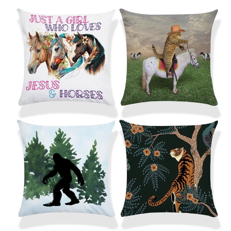 Cute Modern Animal Print Polyester Pillow Covers for Couch Sofa Decor|Home Decor & Pillows