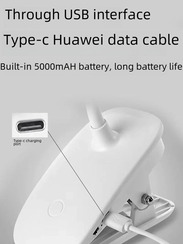 USB Type-C Clip-On Table Lamp Eye Protection Night Light for Students Dorm Bedroom Bedside|Lighting & Lamps