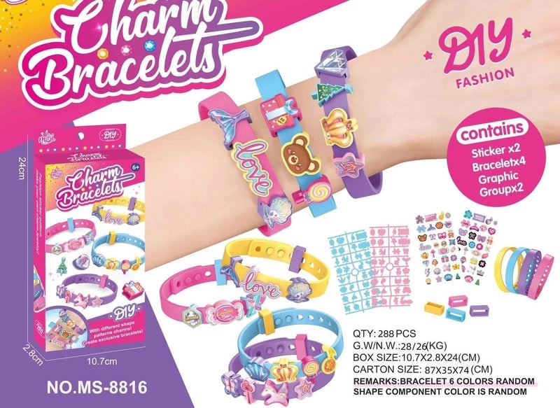 Colorful Beaded Bracelet with Cartoon Plastic Charms|Jewelry & Accessories