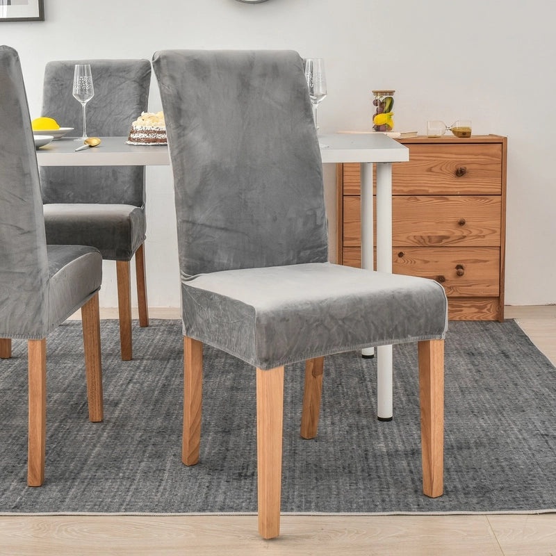 Gold Velvet Plush Chair Cover Elastic Slipcover for Dining Computer Seat Home Hotel Use|Home Decor Chair Covers