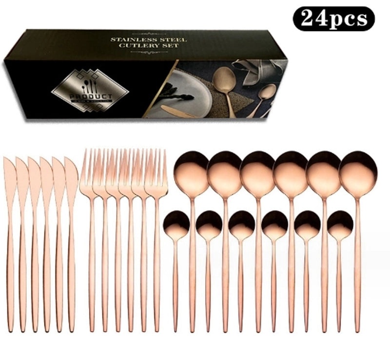 Elegant Solid Color Stainless Steel Cutlery Set 1 Piece|Kitchen & Dining