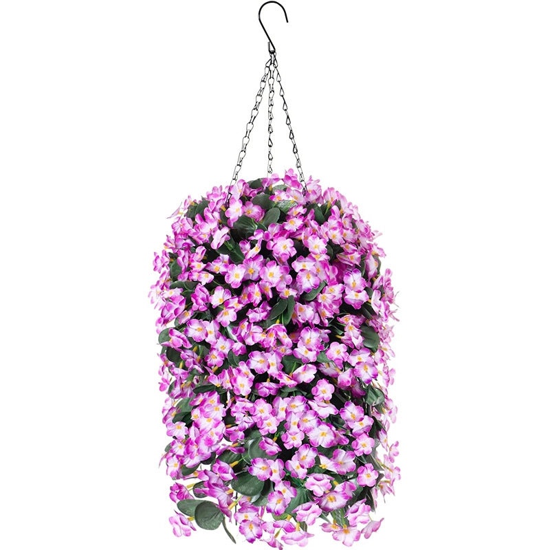 Terrace Morning Glory Flower Basket Hanging Pot Decorative Coconut Fiber Planter Artificial Spring Flowers|Home Garden Decorations