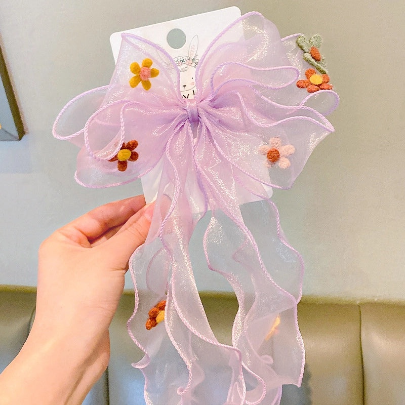 Kids Cute Long Bow Hair Clip Baby Princess Braided Hairpin Accessories|Children's Hair Accessories