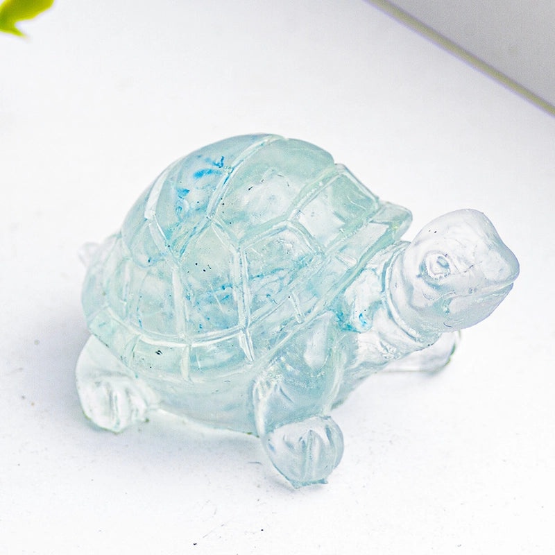 Minimalist Tortoise Figurine with Natural Crystal Accents|Home Decor