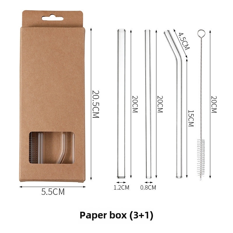 Heat-Resistant Durable Transparent Borosilicate Glass Straw Reusable for Juice Lipstick Suit Pregnant Women Cleaning Tube|Kitchen & Dining