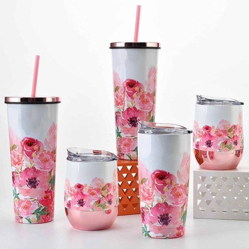 Floral Print Large Capacity Straw Cup 2022 New Fashion | Drinkware & Tumblers