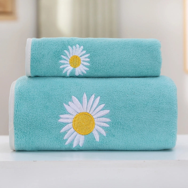 Casual Color Block Daisy Coral Fleece Bath Towels Soft Absorbent Bathroom Towels|Home & Kitchen > Bath > Towels