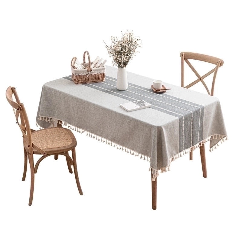 Striped Polyester Tablecloth for Casual Vacation Use | Home Decor & Table Linens