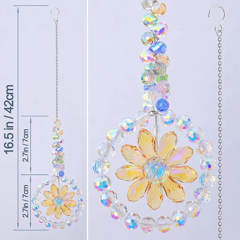 Minimalist Floral Crystal Glass Suncatcher Wind Chime Wall Decor | Home Decor Accessories