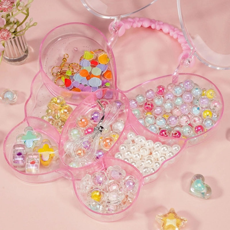 Kids DIY Beaded Jewelry Kit Portable Box Loose Beads for Bracelet Necklace Handmade Craft Gift|Children's Jewelry Craft Supplies