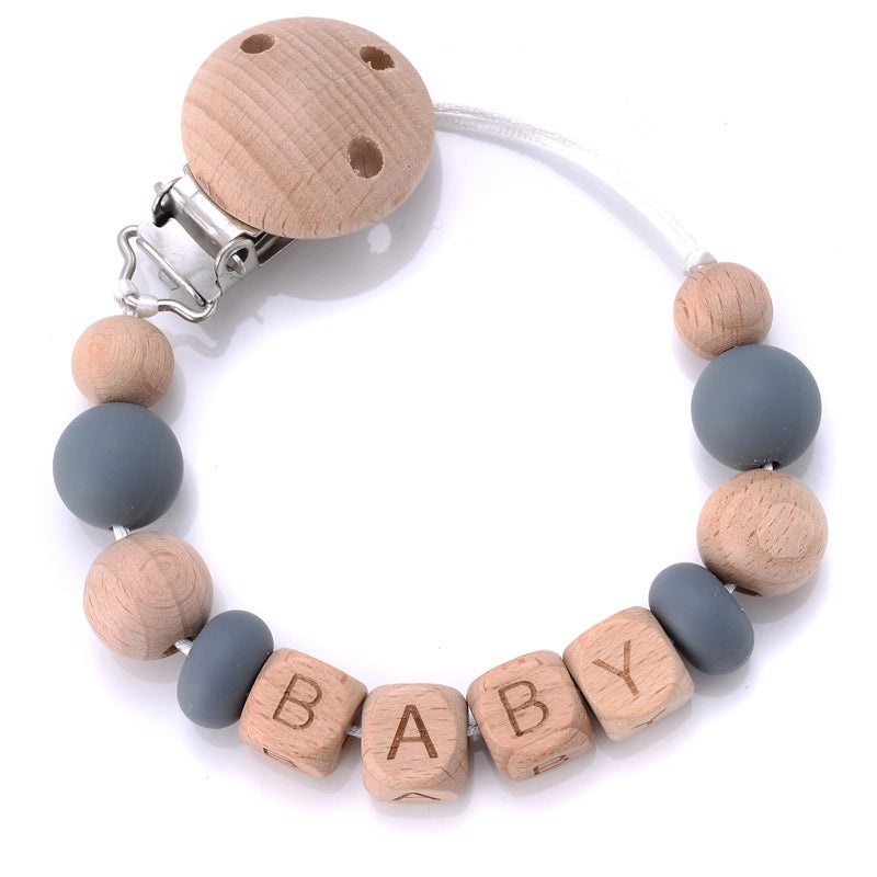 Geometric Wooden Letter Baby Teether with Soft Silica Gel | Baby Accessories