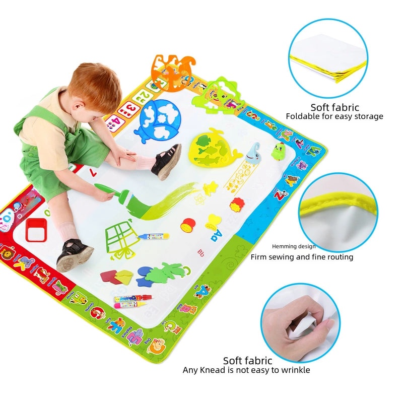 110×80cm Educational Water Canvas Mat for Kids Early Learning Reusable Graffiti Painting Blanket|Early Education Toys