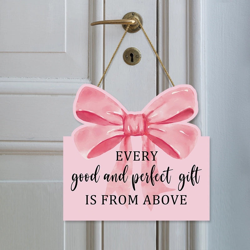 Wooden Bow Knot Wall Art with Sweet Letter Design|Home Decor & Wall Art