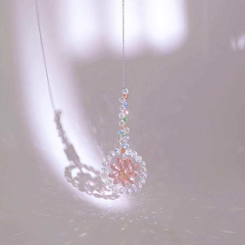 Minimalist Floral Crystal Glass Suncatcher Wind Chime Wall Decor | Home Decor Accessories