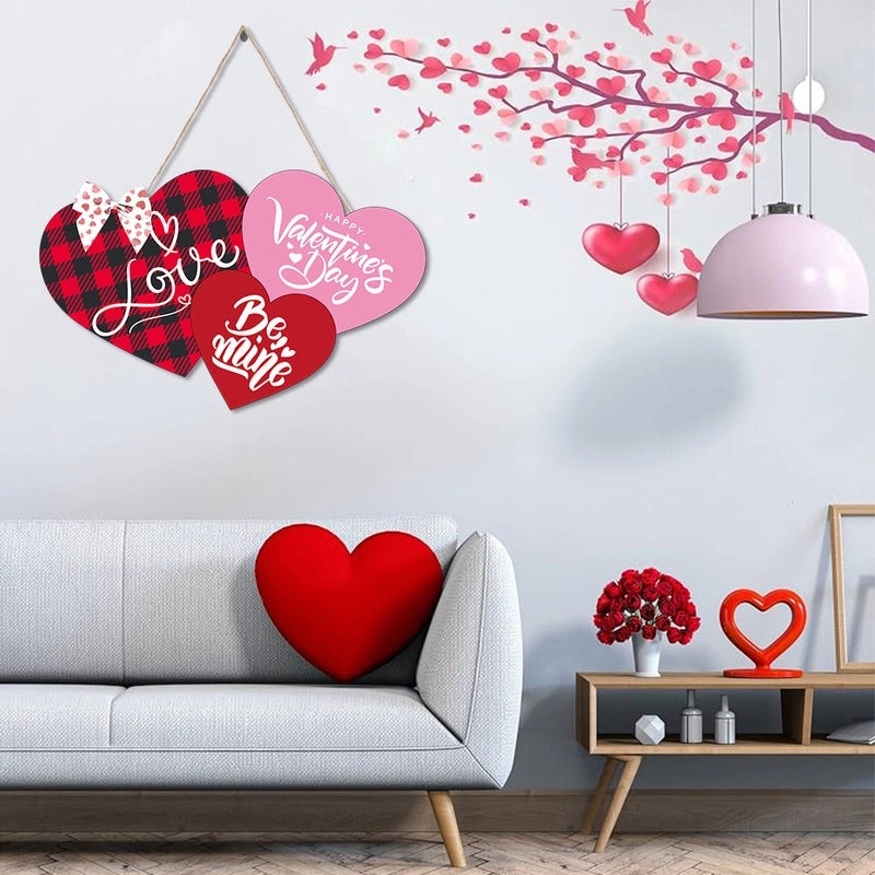 Valentine's Day Heart Shaped Rose Paper Hanging Ornament Cute Letter Decoration | Home Decor & Festive Supplies