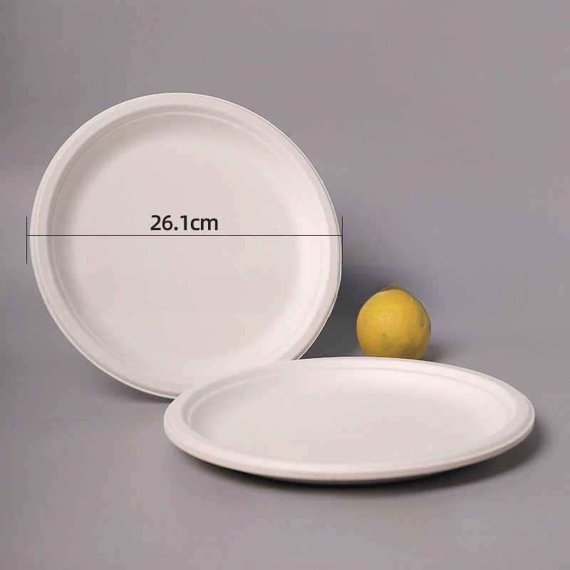 Disposable Biodegradable Sugarcane Pulp Paper Plates Thickened Dinner Plates for BBQ Cake Kindergarten DIY | Party Supplies & Disposable Tablewar