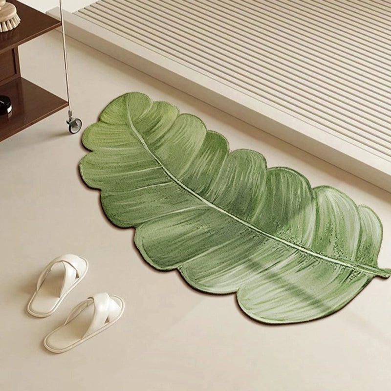 Green Plant Bathroom Foot Mat Water Absorbent Diatom Mud Floor Mat Household Door Rug|Home & Living - Bath Accessories